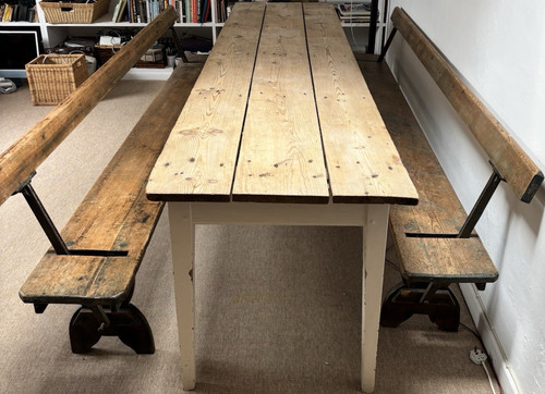 Antique wood dining - dining, table