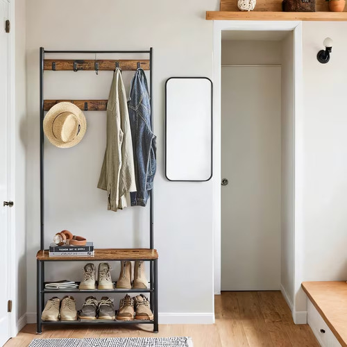 Coat rack stand with shoe - rack,