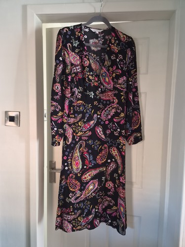 Apricot black floral dress - apricot,