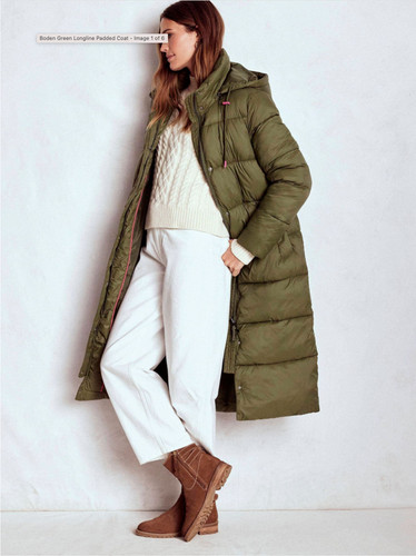 Boden green longline padded - boden,