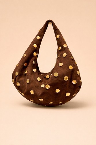 Velvet hobo bag with stud - with,