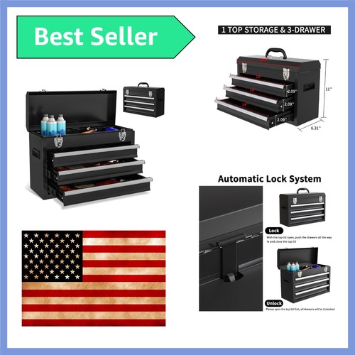 Portable metal tool box 3 - tool, box,