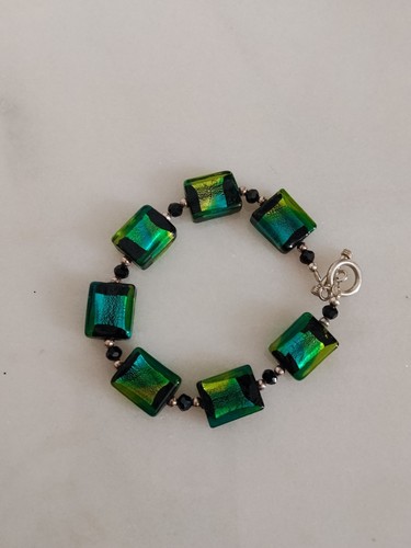 Sterling silver dichroic art - sterling,