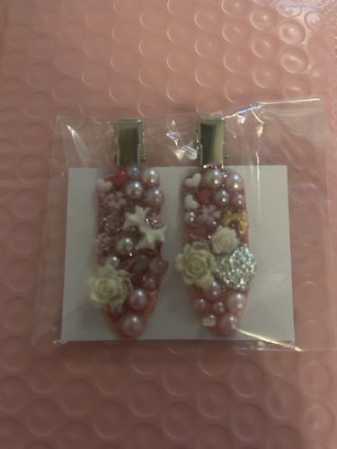Floral pearl press nails - press-on,