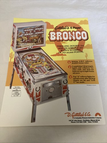 Gottlieb bronco pin ball - bronco,