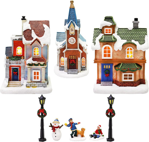 Christmas village set piece - village, 12-piece