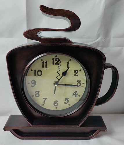 Steaming coffee cup clock - steaming,