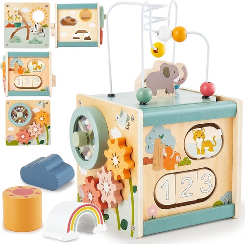 Wooden activity cube - wooden,
