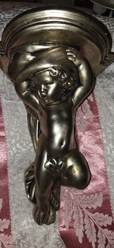 Plaster cherub shelf antiqu - cherub,