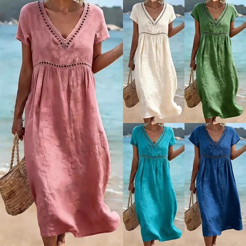 Lady neck linen cotton - v-neck,