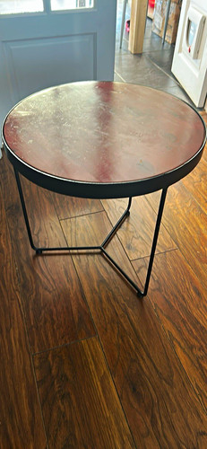 Round folding side table - side, dark