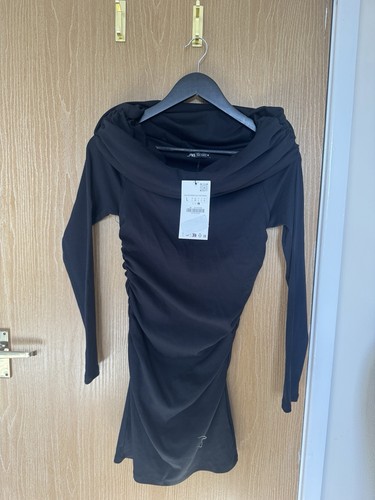 Zara black ruched - black, off-shoulder