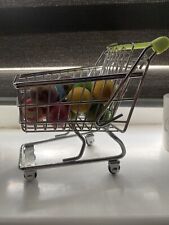Mini Metal Shopping Trolley Novelty Desk Tidy Kids Toy + Marble Balls x15