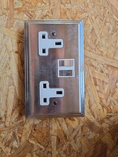 Wandsworth Antique Stainless Steel Double Socket