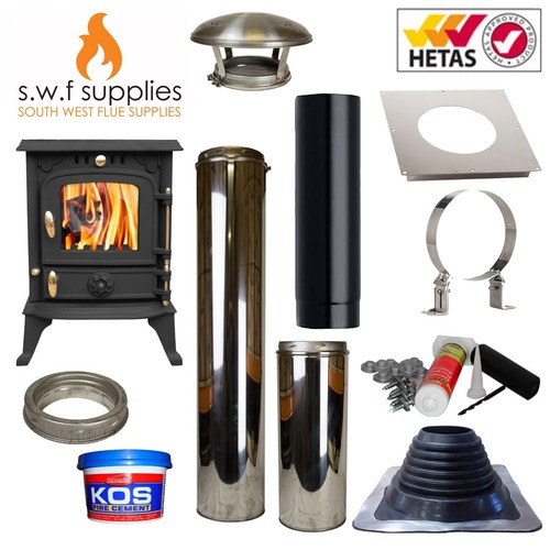 Woodburner and caravan - and, flue