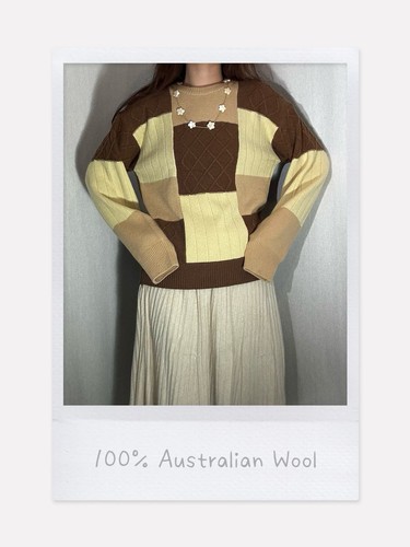100 wool patchwork knit - 100%,