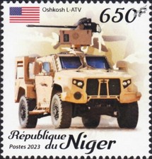 OSHKOSH L-ATV Light Armoured Military Vehicle Car/Truck Stamp (2023 Niger)