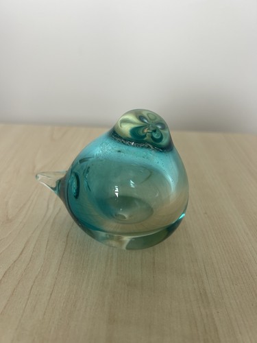 Vintage blue hollow glass bird - blue,