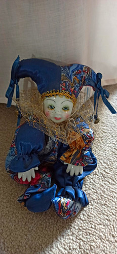 Vintage porcelain jester doll - vintage,