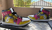 The Simpsons Pink Donuts Duff Bear Shoes High Tops SZ 10.5/11 MEN Rare Homer tv