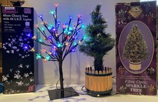 Christmas Trees Bundle 2 Items, Fibre Optic Sparkle Tree & LED Cherry Tree 45cm