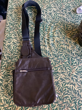 Travelon dark brown leather unisex cross body travel bag brand new without tags