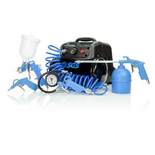SGS 6L Mini Air Compressor 1.5HP, Oil Free, Direct Drive & 5 Piece Air Tool Kit