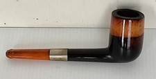 Victorian Estate Smoking Pipe in Leather Case, Amber Stem