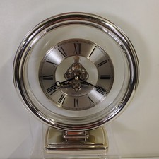 Rhythm Quartz Clock Gold Skeleton Mantel Round Gold Tone Roman Numerals Japan