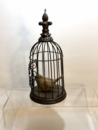 Brown metal bird cage - brown,