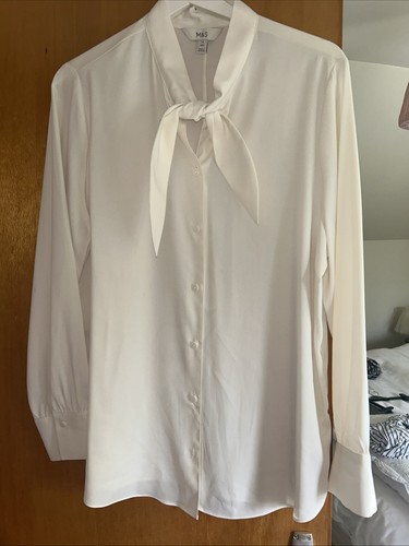 Pussy bow ladies cream - s,
