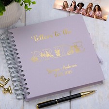 Floral Letters to the Bride Guest Book, Personalised Bridal Shower Scrapbook