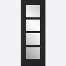 Internal Vancouver Charcoal Black 4 Panel Clear Glazed Door