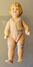 Antique Porcelain / Bisque Jointed Doll in Sailor Suit 1920's 17 cm.