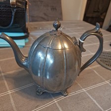 Antique Pewter Philip Ashberry & Sons Sheffield Pewter Teapot- Pumpkin