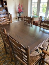 Jaycee drawer leaf oak table with ladderbacy chairs