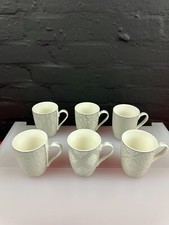 6 x Aynsley Grey Silver Brocade Tea / Coffee Mugs 10.5 cm High Set