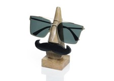 Wooden Nose Shaped Spectacle Holder Stand With Black Mustache sunglass Display 