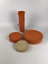 Orange Vintage Melamine Crockery - 23 pc assorted retro set for Picnic/camping