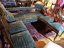 Antique Victorian Chaise Longue Plus 4 Matching Oak Chairs Sofa Day Bed Vintage