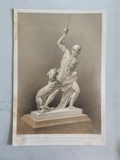 Antique Victorian Print – “The Hunter Fighting with the Panther male nude 