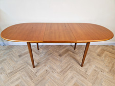 Meredew Vintage Solid Teak Mid Century Danish Design Extending Oval Dining Table