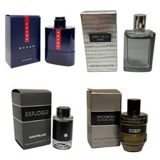Mens Aftershave Miniature Mini Gift Travel x4 Prada Mont Blanc Choo Spicebomb