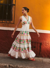 BNWT Boden Serena Cotton Tie Maxi Dress Sz 14 Multi Tropical Parrot