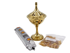 Decorated brass incense burner - decorated,