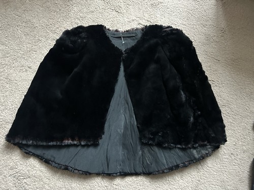 Vintage black rabbit fur stole - black,