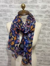 AVON scarf ditsy blue butterfly floaty sheer accent poly soft oblong S872