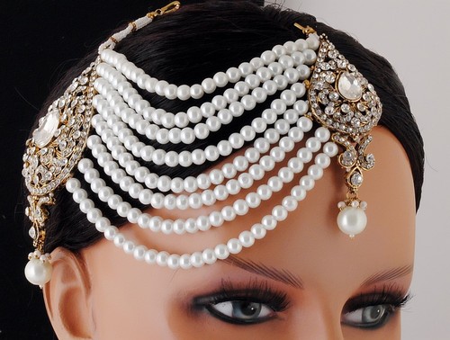 Gold plated designer matha - gold,