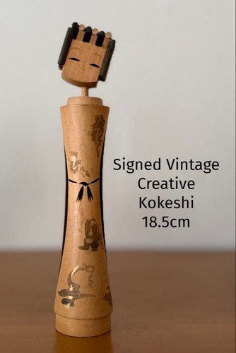 Signed kokeshi doll - signed, sculptural
