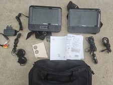 WORKING black Philips twin portable DVD player car 7" dual pet7402/d5